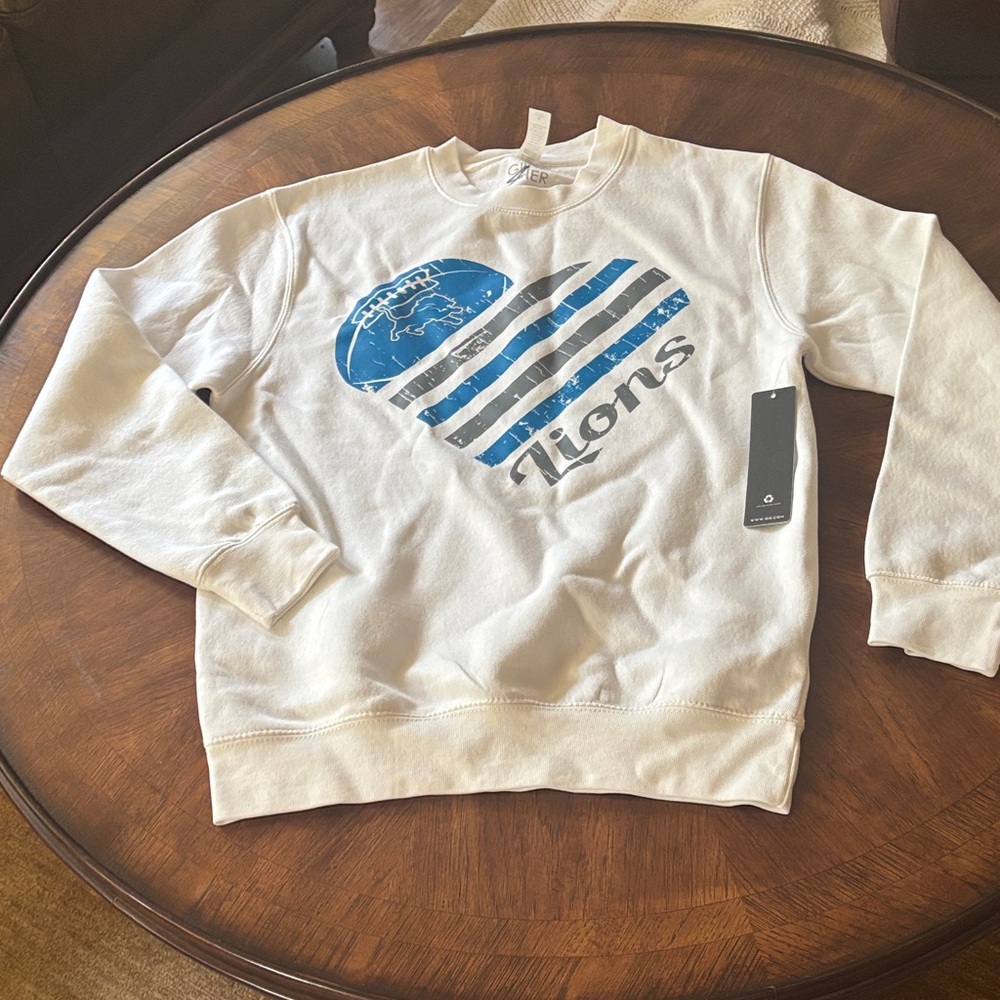 NWT White and Blue Detroit Lions Womens Sweater